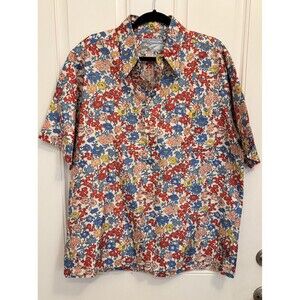 Reyn Spooner Design Thai Silk Shirt Men’s 2XL Abstract Leaf Floral Hawaiian vtg